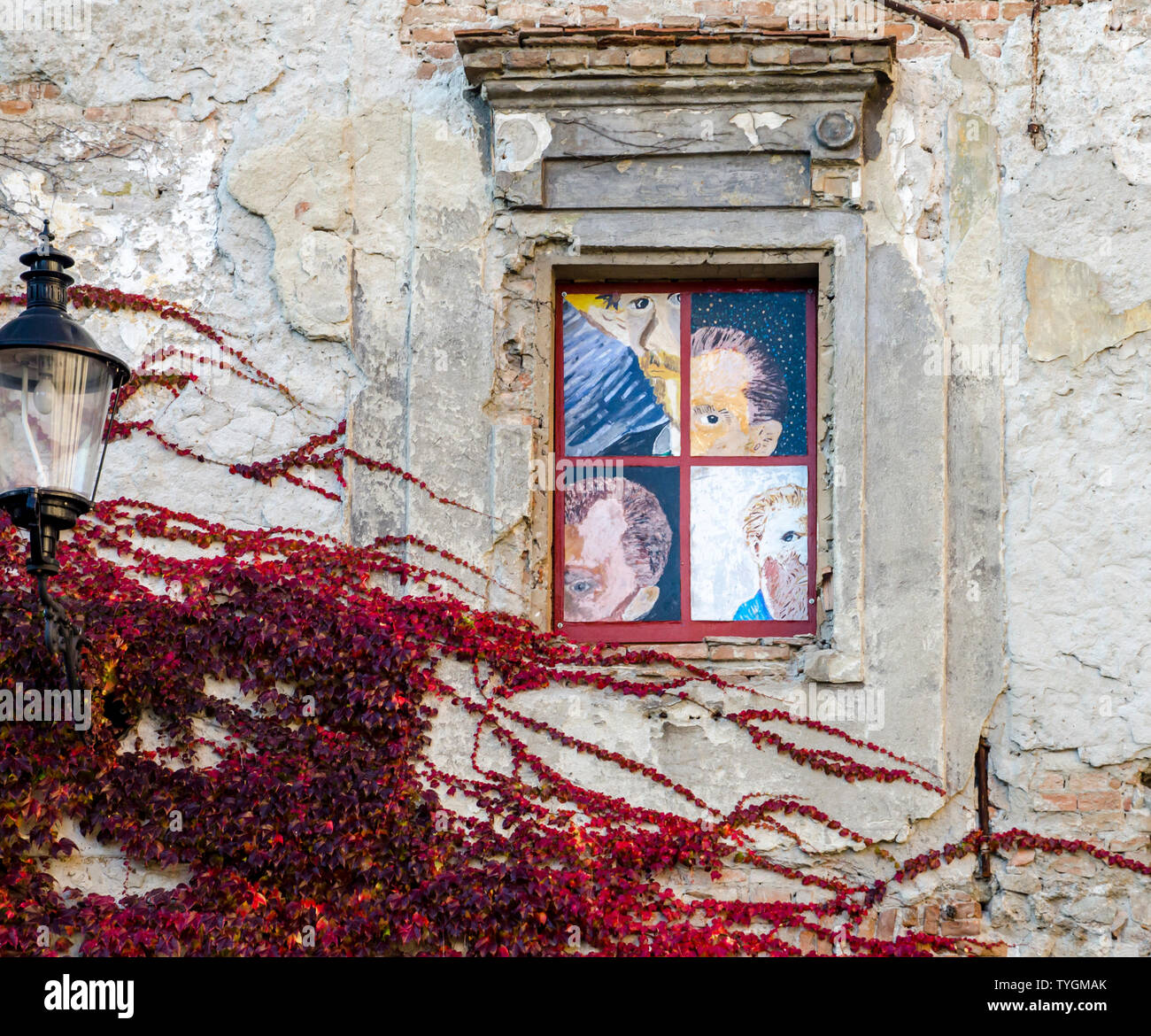 Street Art City. Detail of Van Gogh House in Bratislava, Slovakia. October, 2013. Stock Photo
