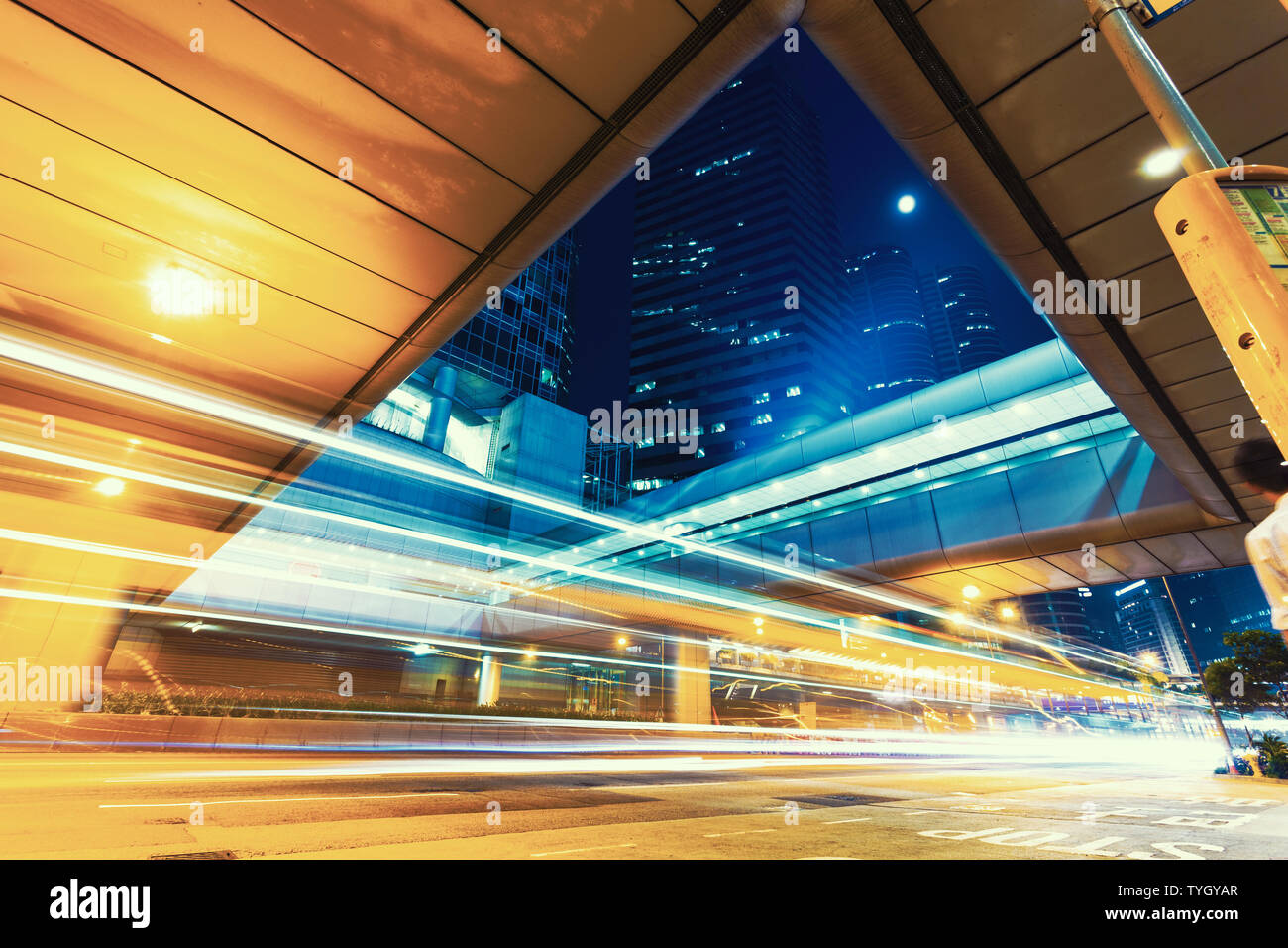 traffic light trails in modern city at night Stock Photo - Alamy