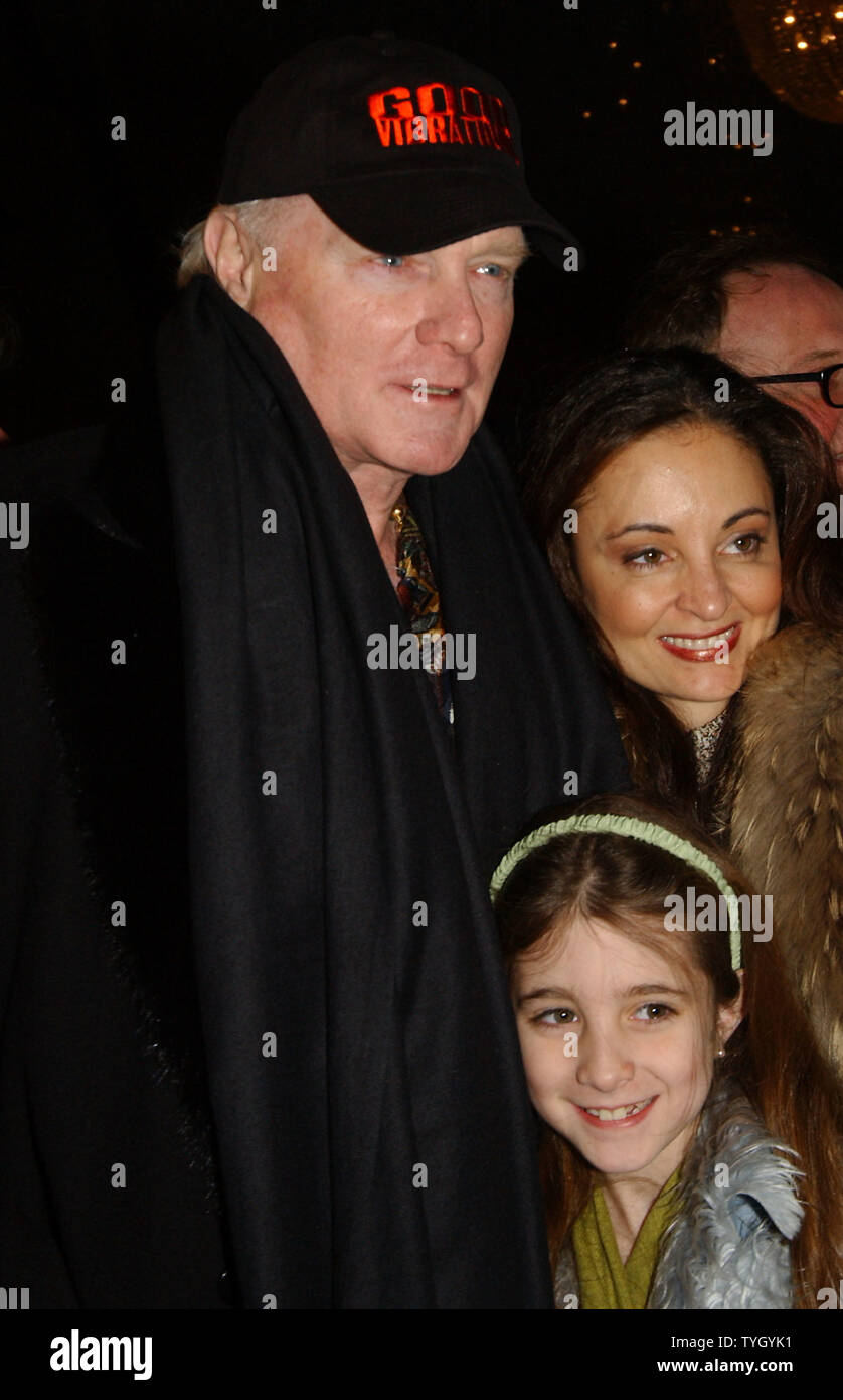Mike Love,original member of the Beach Boys and his family attend the 1/27/05 opening night performance for the Broadway musical 'Good Vibrations'  at New York's Eugene O' Neill theatre.The show features the music and lyrics of Brain Wilson and the Beach Boys.  (UPI Photo/Ezio Petersen) Stock Photo
