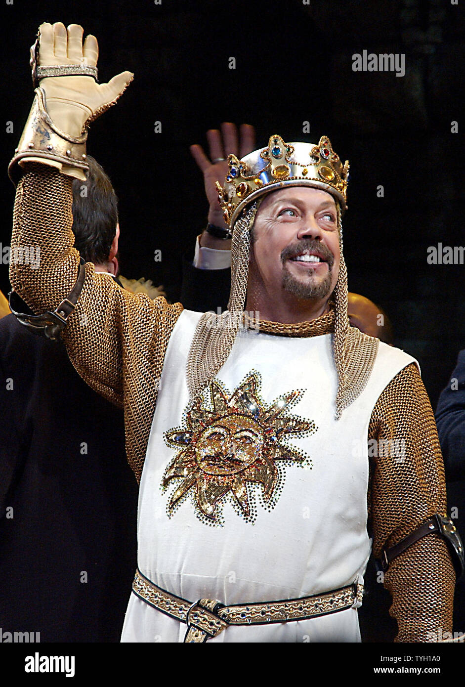 Actor Tim Curry who plays King Arthur takes his opening night curtain call  bows on March 17, 2005 in the Monty Python Broadway musical "Spamalot"  directed by Mike Nichols. (UPI Photo/Ezio Petersen