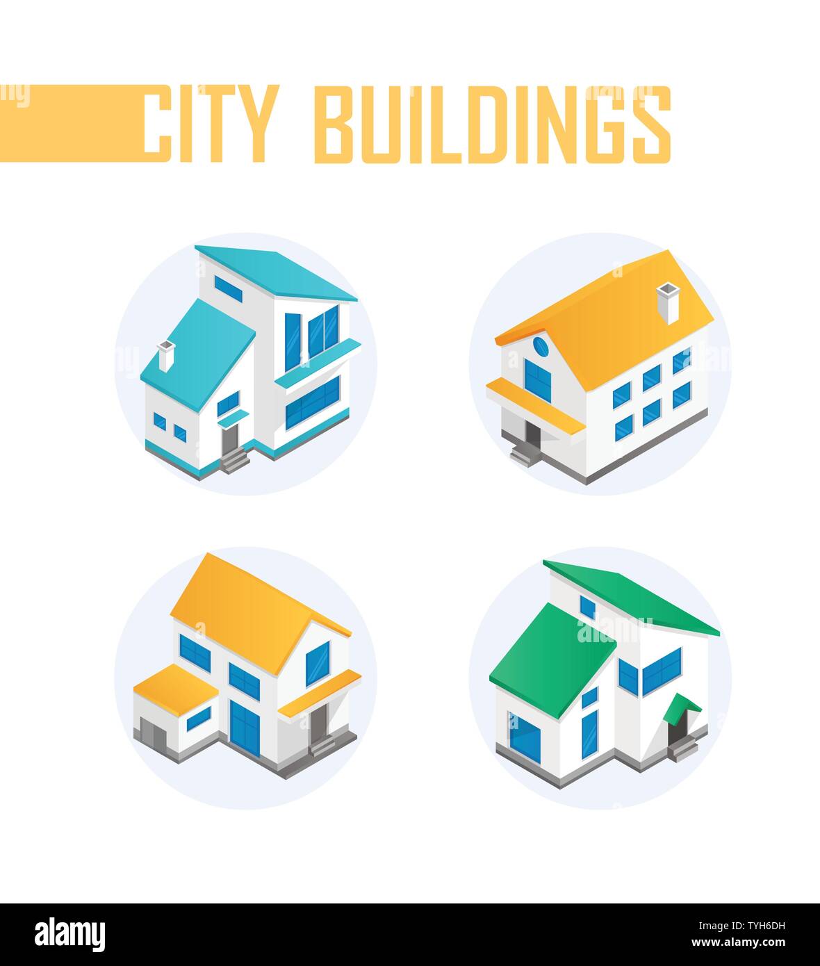 City buildings - modern vector colorful isometric elements Stock Vector