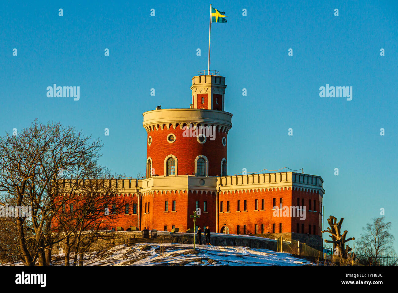 The 19th century Kastellet, a small castle or citadel on Kastellholmen island, Stockholm, Sweden. January 2019. Stock Photo