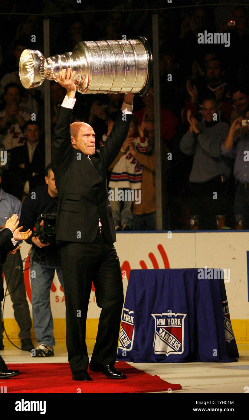 New York Rangers longtime captain Mark Messier has his No. 11 raised to the MSG  rafters at Madison Square Garden in New York City on January 12, 2006. Mark  Messier becomes the