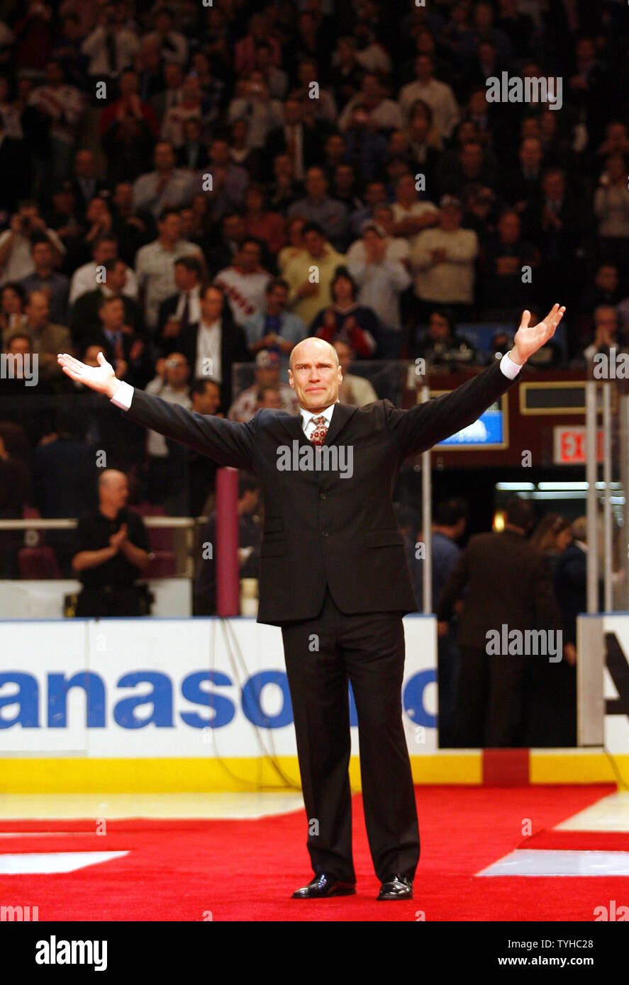 New York Rangers longtime captain Mark Messier has his No. 11 raised to the MSG  rafters at Madison Square Garden in New York City on January 12, 2006. Mark  Messier becomes the