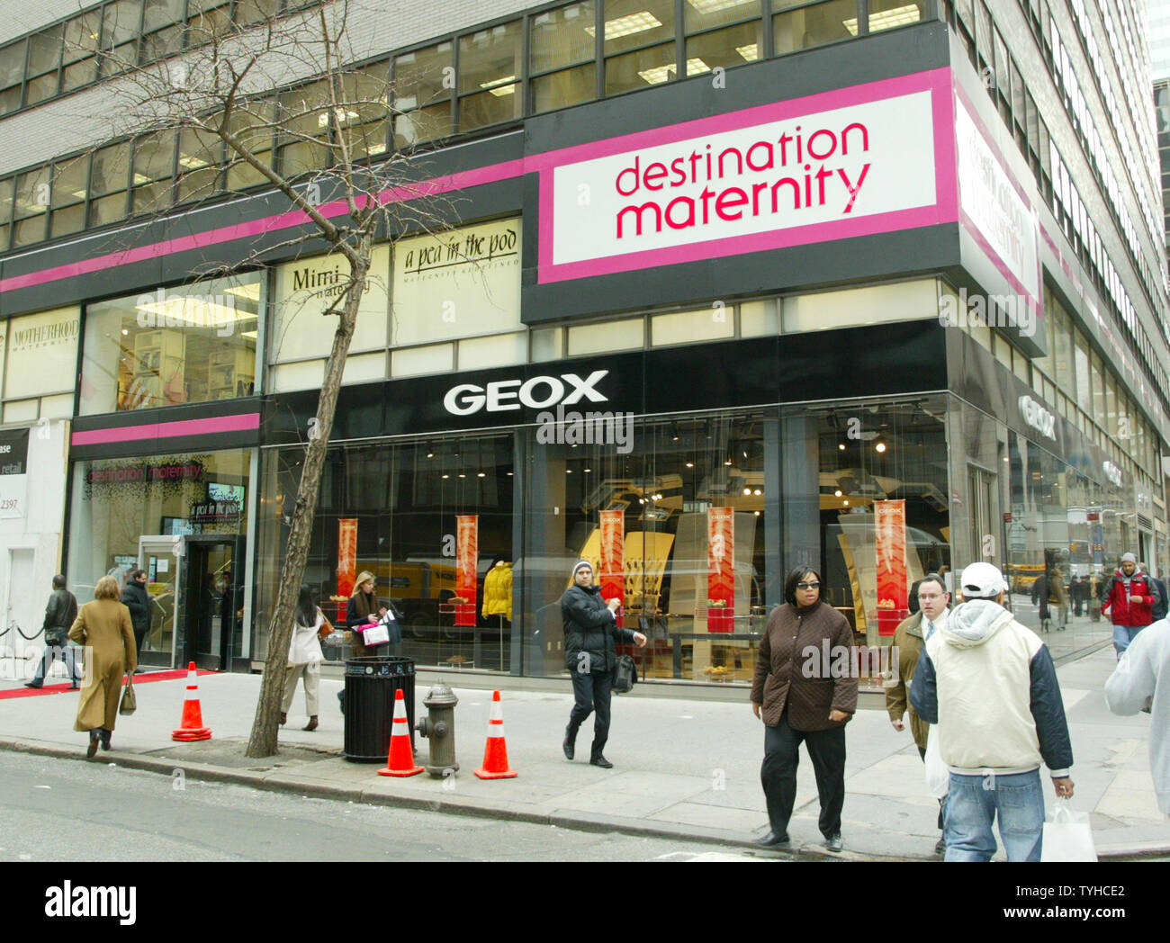 Destination Maternity, the flagship store which offers maternity clothing, exercise classes and even a lounge for the fathers-to-be, celebrates its grand opening on February 1, 2006 in New York City. (UPI Photo/Monika Graff) Stock Photo