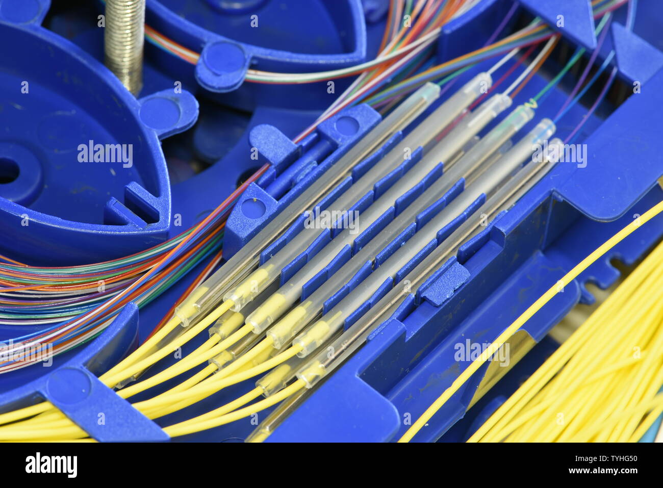 Fiber Optic Splice Tray Stock Photo Alamy