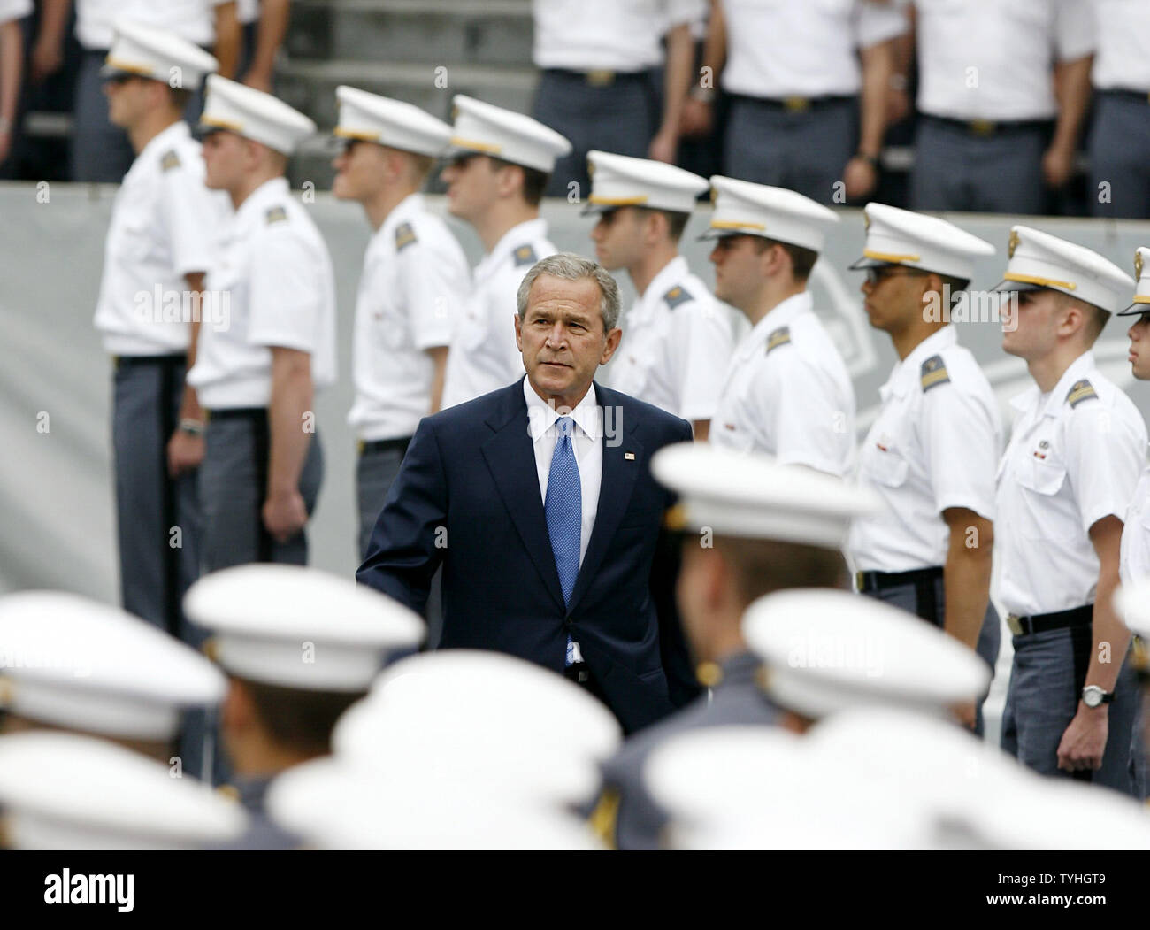 President George W. Bush walks out after being introduced at Michie ...