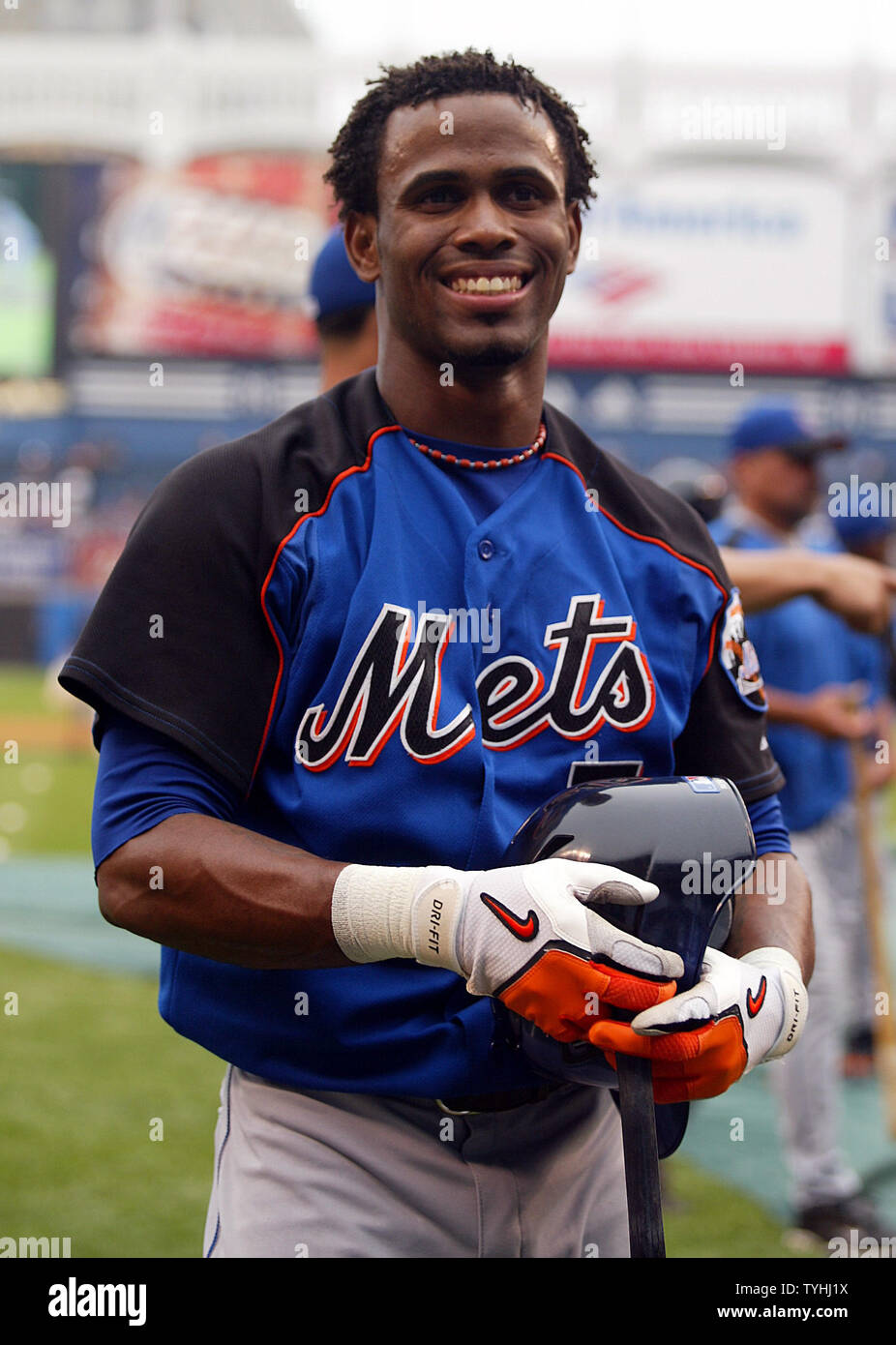 Jose Reyes warms up during batting practice prior to the New York