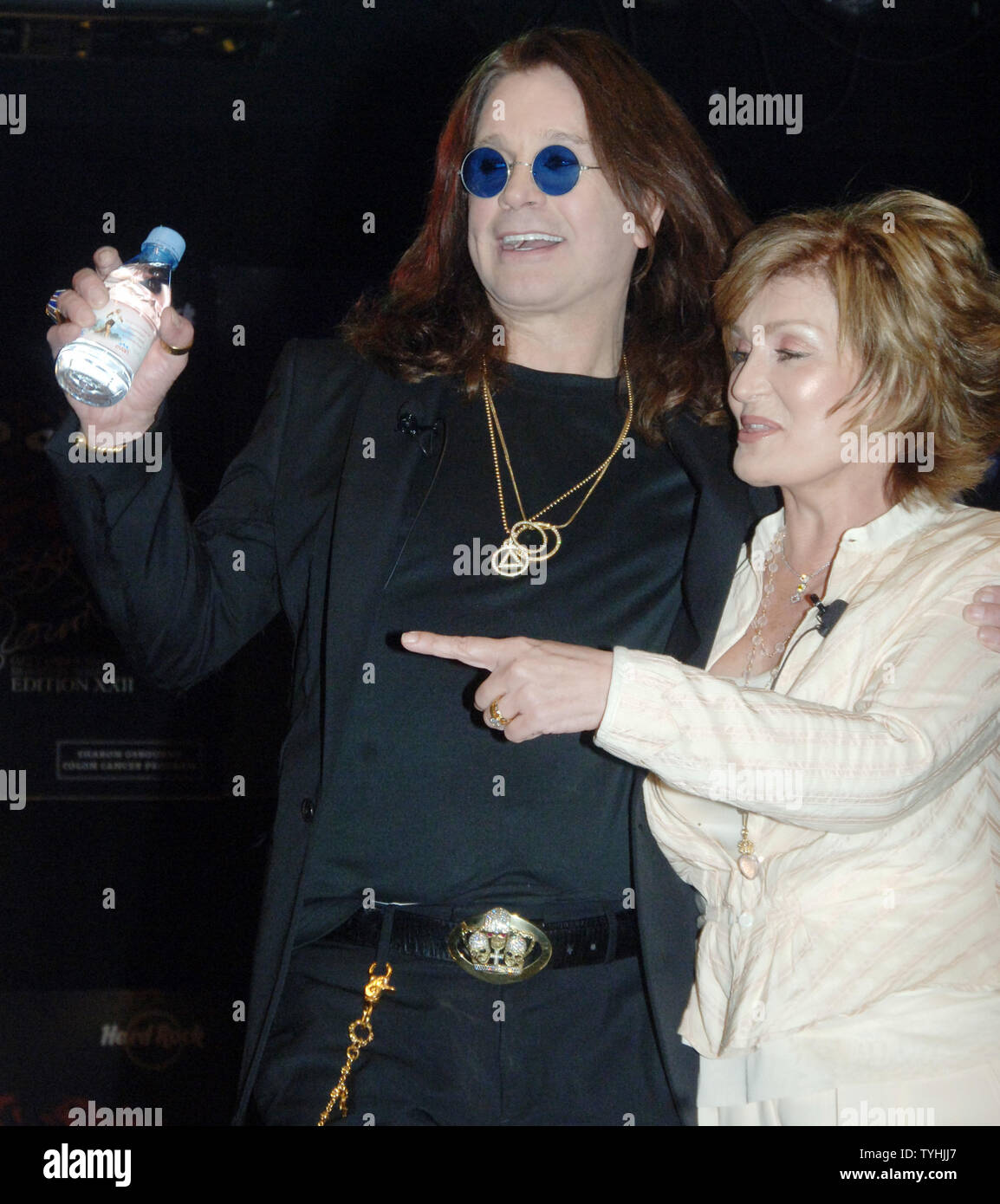 Ozzy Osbourne, the "Godfather of Heavy Metal" and his wife Sharon Osbourne  unveil on July 28, 2006 a limited edition signature series t shirt for the Hard  Rock cafe designed by Ozzy.Proceeds