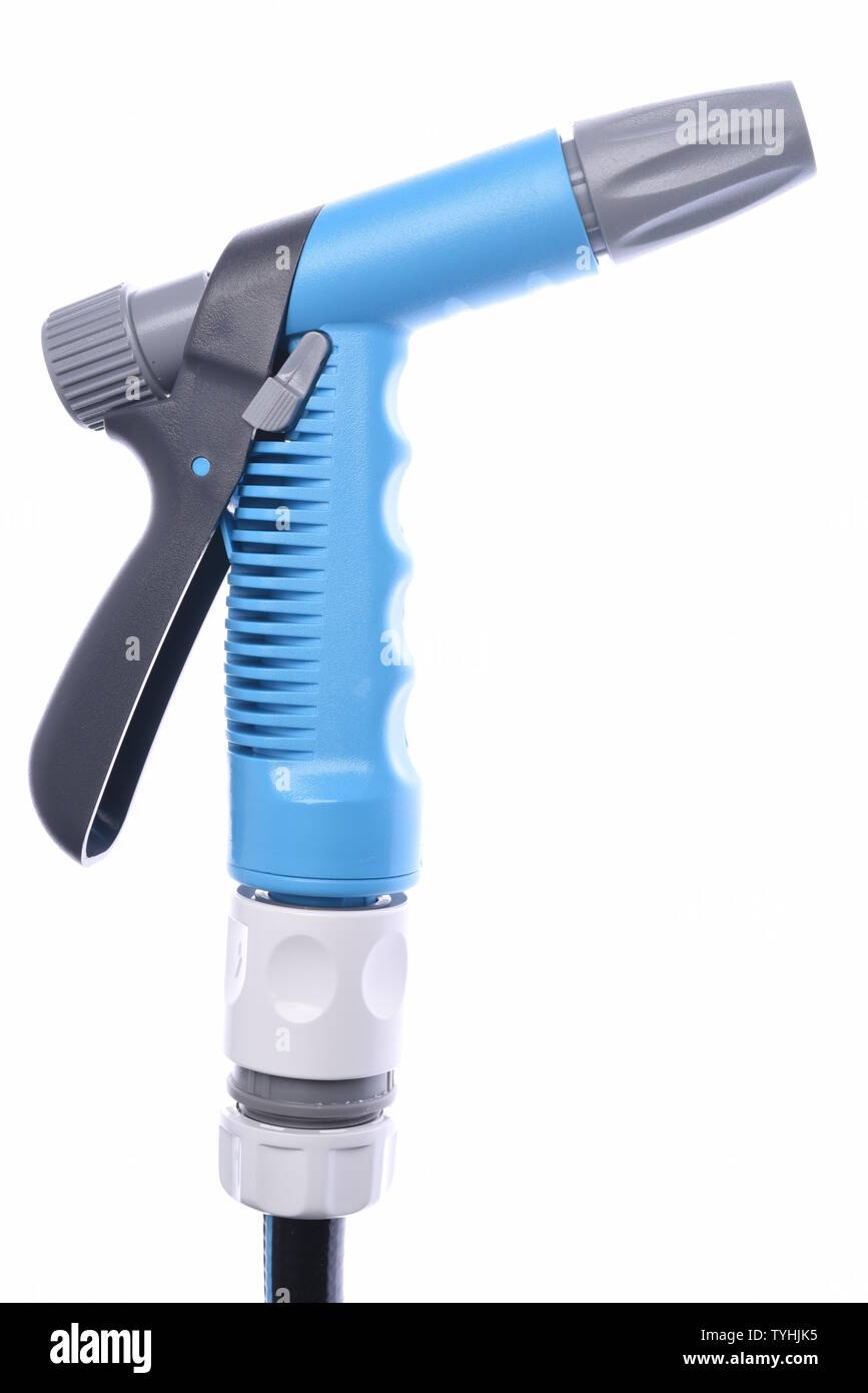 Garden hose with nozzle isolated on white background Stock Photo - Alamy