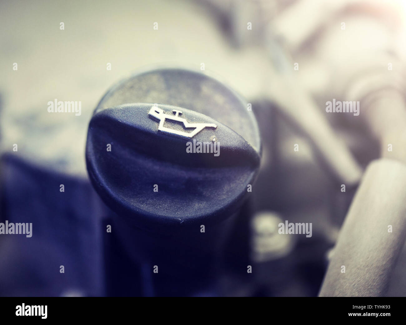 motor oil tank cap in car Stock Photo Alamy