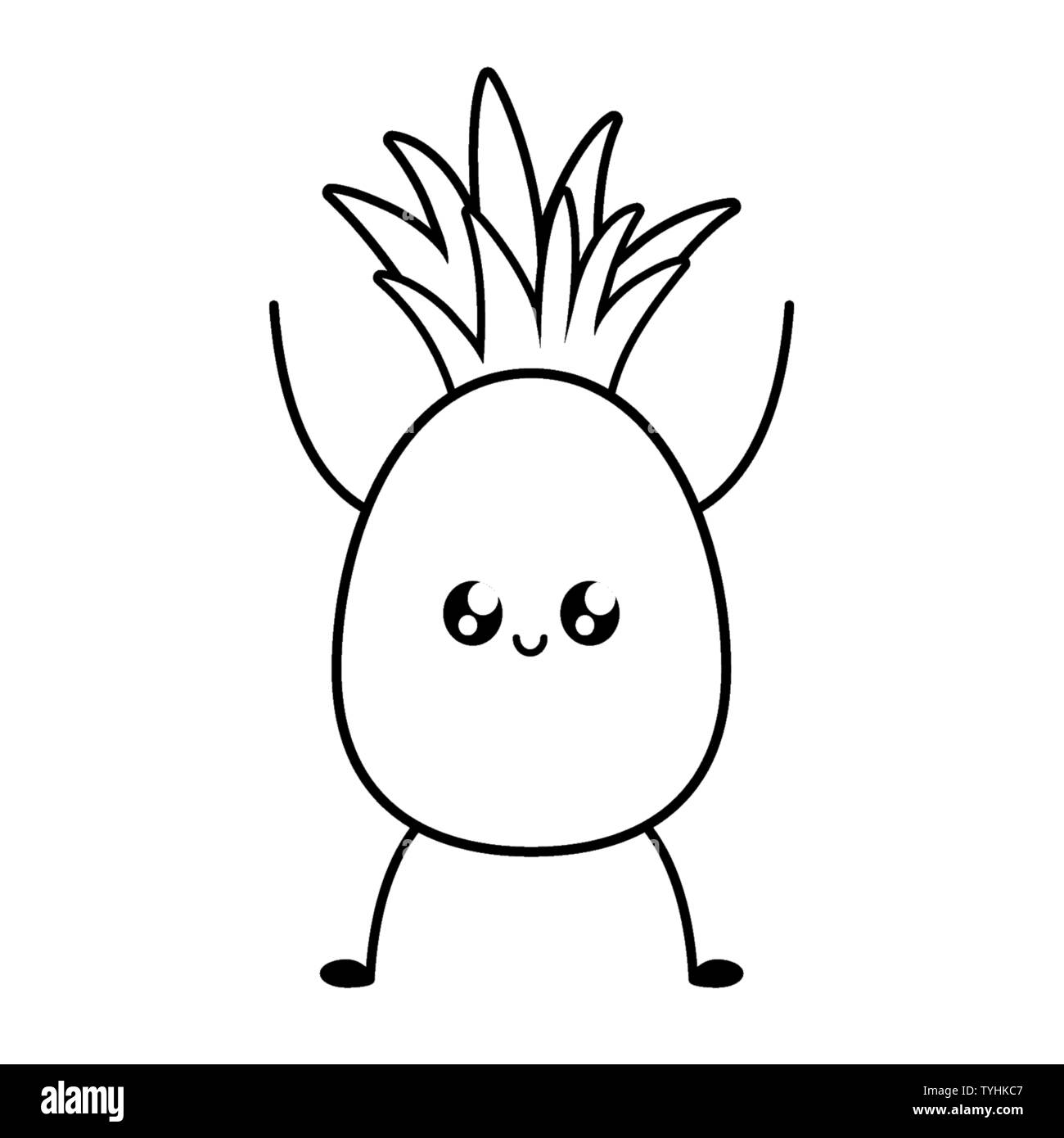 delicious pineapple fruit kawaii character vector illustration design ...