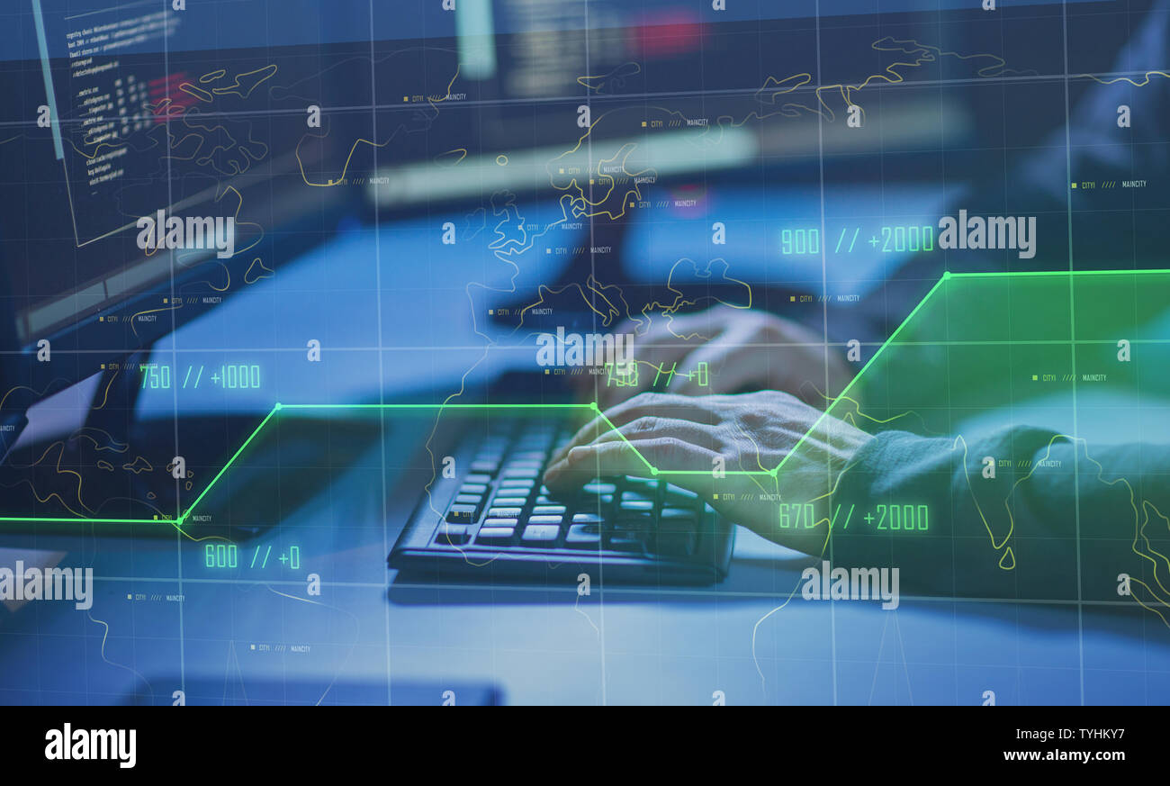 hacker using computer virus for cyber attack Stock Photo