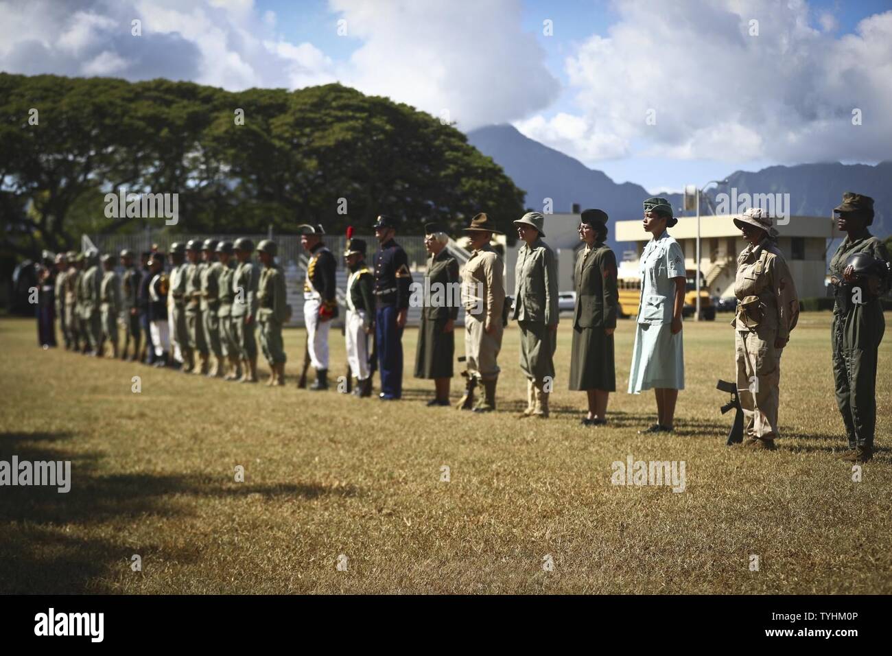 U.S. Marines assigned to Headquarters Battalion, Marine Corps Base