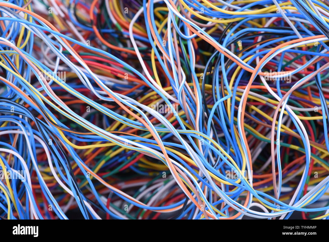 Chaos of electrical wire and cable Stock Photo