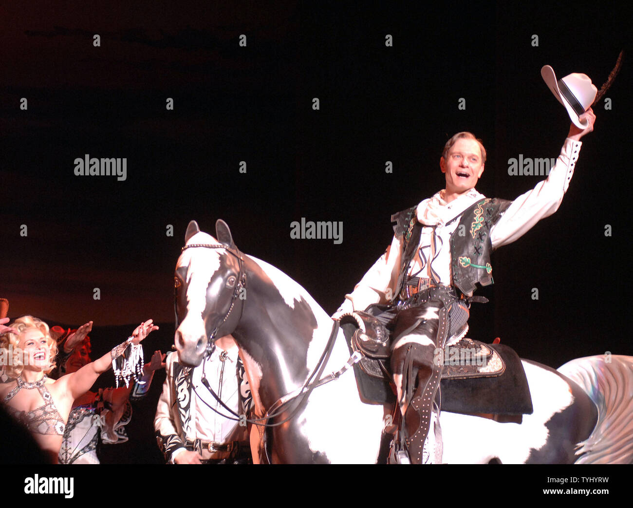 Actor David Hyde Pierce takes his opening night curtain call bows in