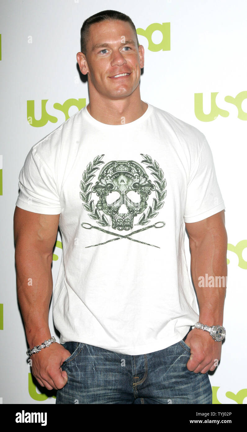 John Cena of the 'WWE Monday Night Raw' show attends the USA Network '2007 Upfront' event for new and returning programs which will be part of the cable television's upcoming lineup on March 28, 2007 in New York City.  (UPI Photo/Monika Graff) Stock Photo