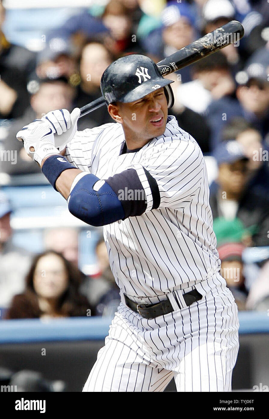 New York Yankees Alex Rodriguez stands in the batters box before hitting a  first inning 2 run homer at Yankees Stadium in New York City on April 7,  2007. The New York