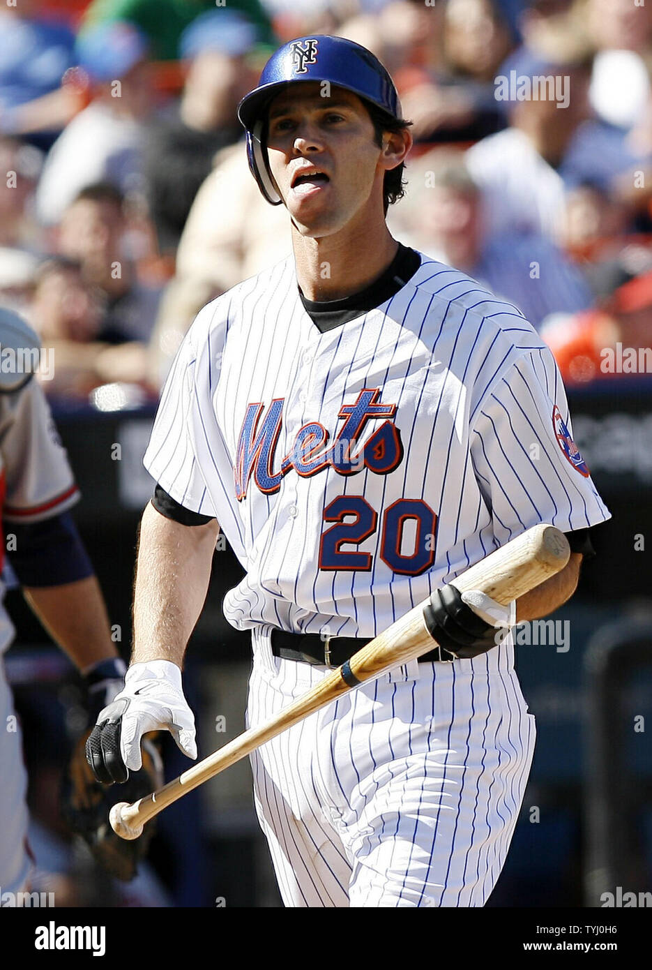 New York Mets sticks out his tongue after striking out in the 7th ...