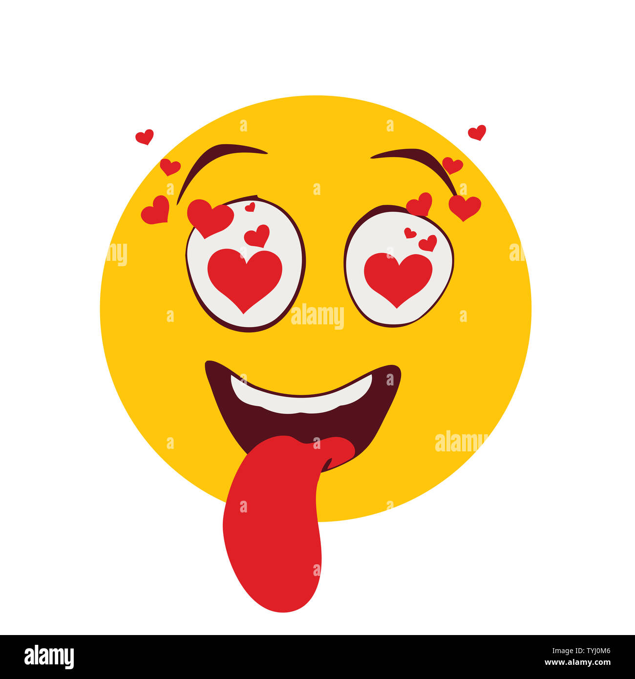 round yellow mood love emotion heart toungue illustration Stock Photo