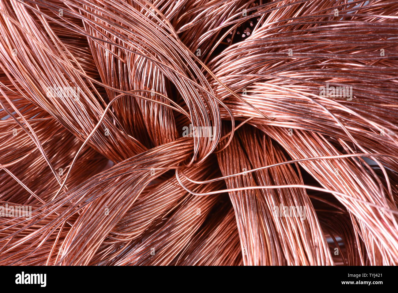 Non-ferrous industrial raw materials, copper wire Stock Photo