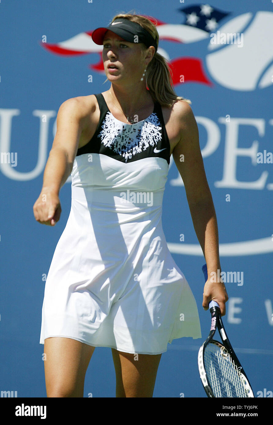 Maria Sharapova of Russia plays against to Agnieszka Radwanska of Poland  during Round Three of the U.S. Open at the USTA Billie Jean King National  Tennis Center in Flushing Meadows-Corona Park in