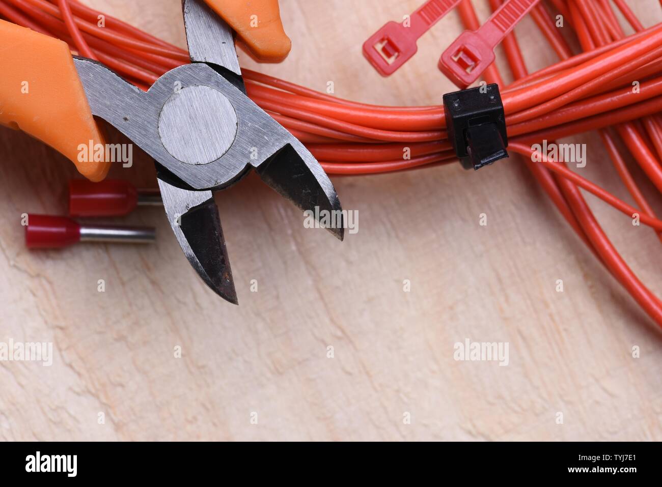 Tools and cable electrical installation Stock Photo Alamy