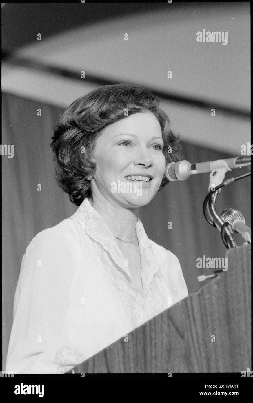 Rosalynn Carter at a podium Stock Photo Alamy