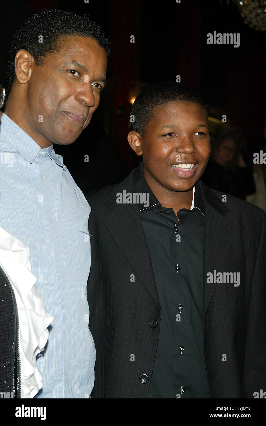 Denzel Washington and Denzel Whitaker arrive at the premiere of “The