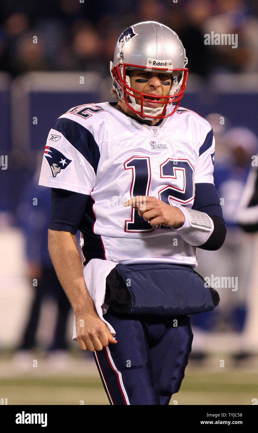 New England Patriots Tom Brady reacts after an incomplete pass in the first  quarter against the New York Giants at Giants Stadium in East Rutherford,  New Jersey on December 29, 2007. (UPI