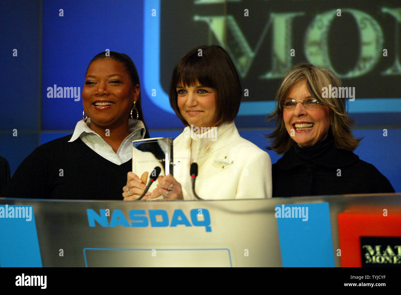 (L-R) Queen Latifah, Katie Holmes and Diane Keaton take part in the