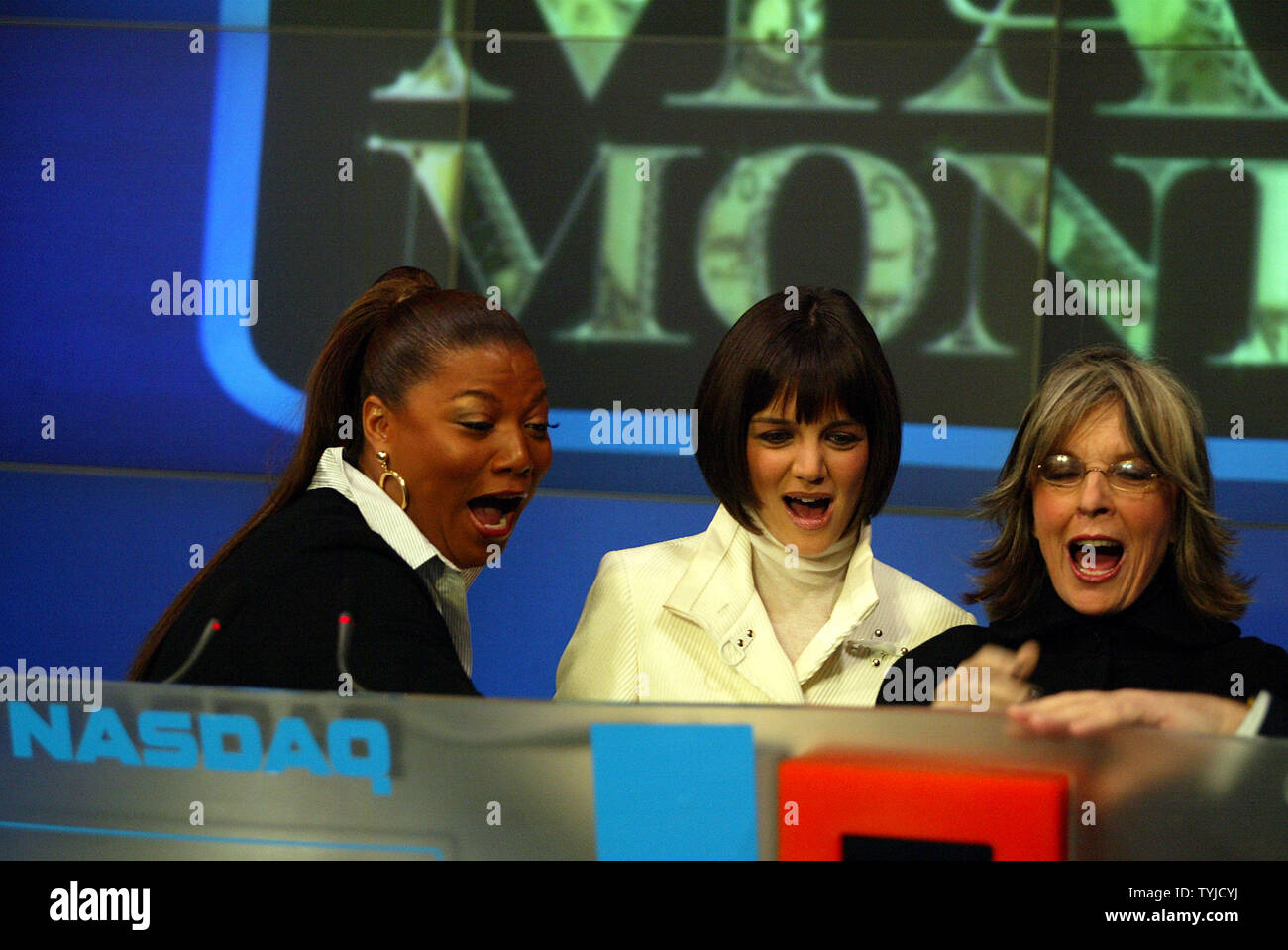 (L-R) Queen Latifah, Katie Holmes and Diane Keaton take part in the