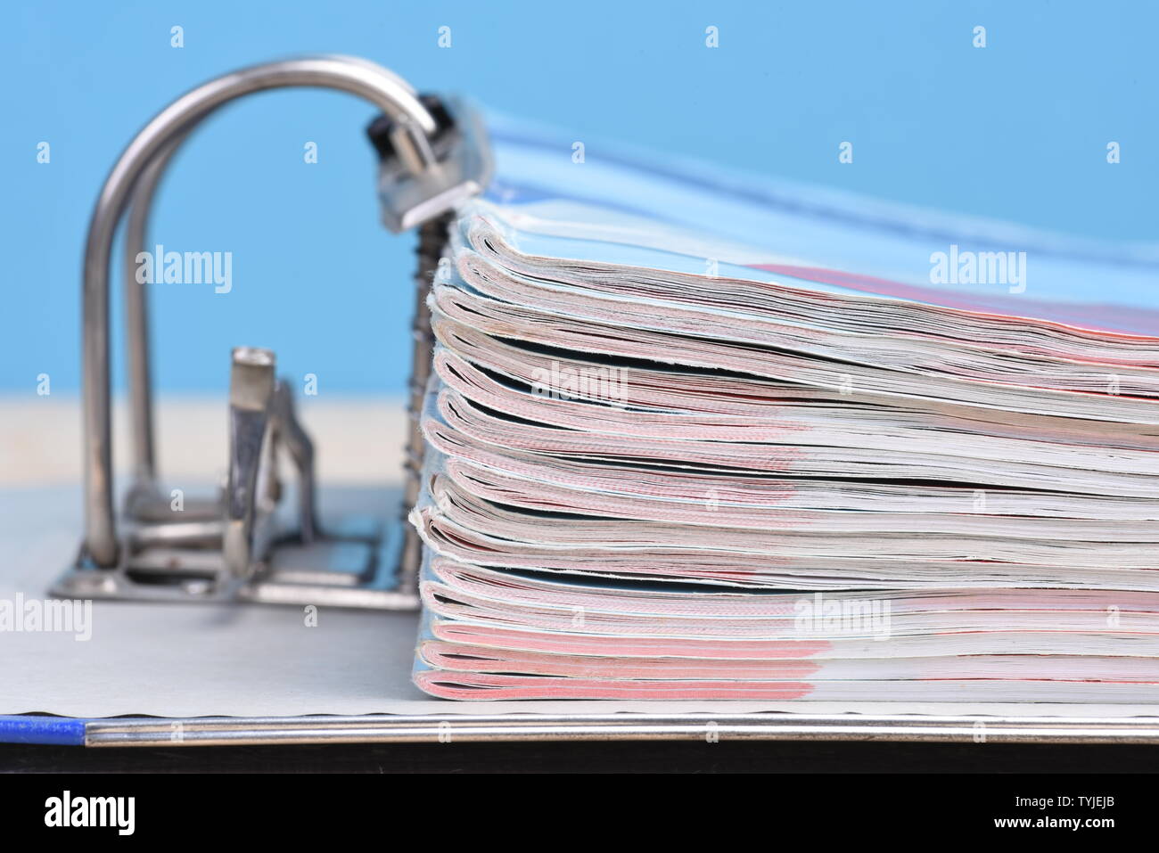 Close-up office ring binder with documentation Stock Photo