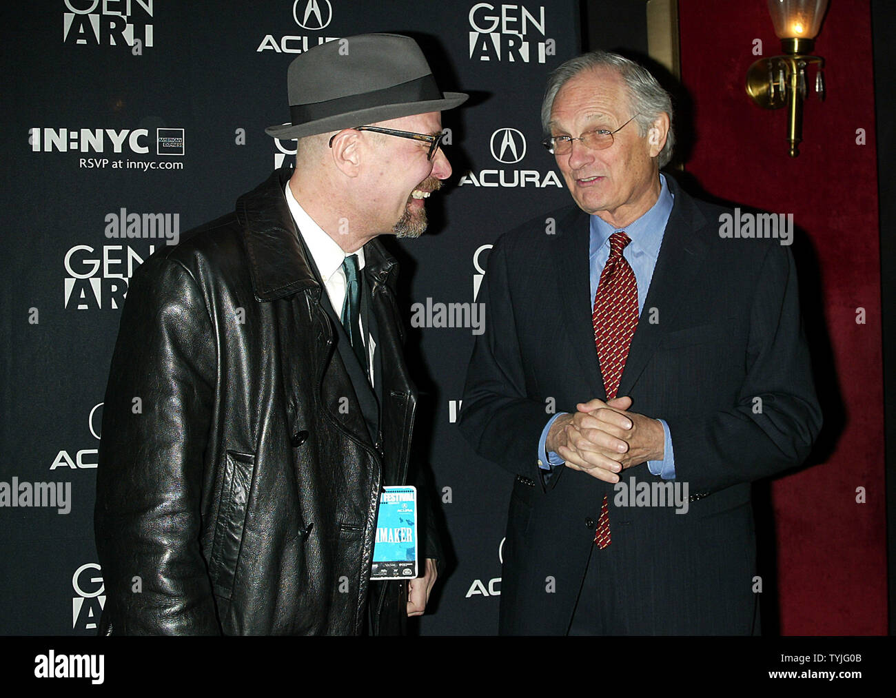 Terry Kinney (L) and Alan Alda arrive at the Gen Art Film Festival Premiere of 'Diminished Capacity' at the Ziegfeld Theater in New York on April 2, 2008.   (UPI Photo/Laura Cavanaugh) Stock Photo