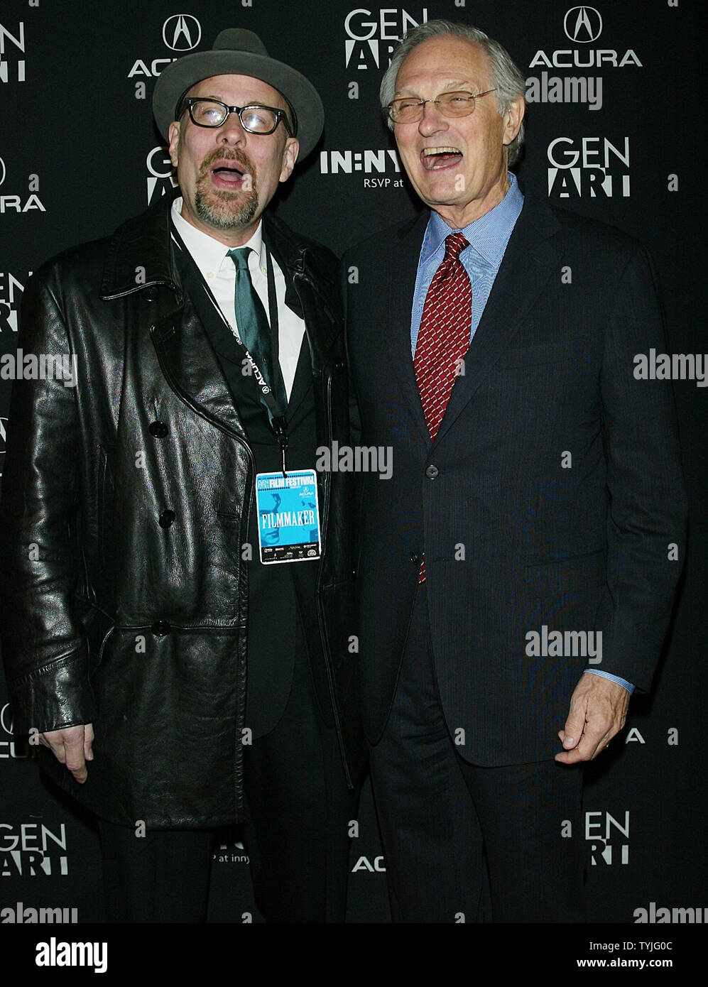 Terry Kinney (L) and Alan Alda arrive at the Gen Art Film Festival Premiere of 'Diminished Capacity' at the Ziegfeld Theater in New York on April 2, 2008.   (UPI Photo/Laura Cavanaugh) Stock Photo