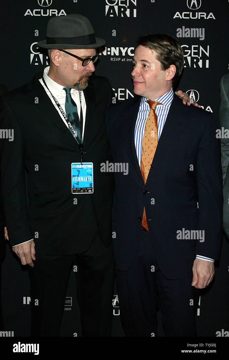 Terry Kinney (L) and Matthew Broderick arrive at the Gen Art Film Festival Premiere of 'Diminished Capacity' at the Ziegfeld Theater in New York on April 2, 2008.   (UPI Photo/Laura Cavanaugh) Stock Photo