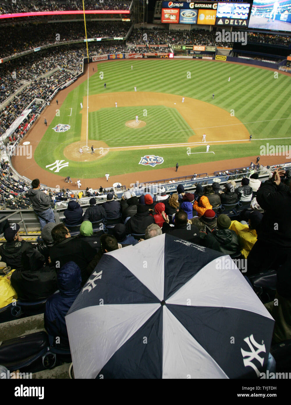Sprinkles of rain fall as the New York Yankees take on the