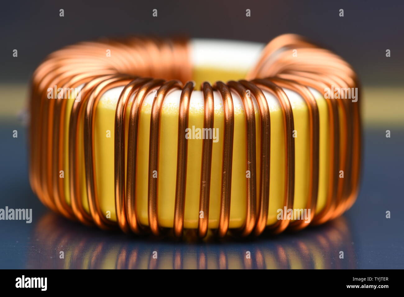 Inductor copper coil closeup Stock Photo Alamy