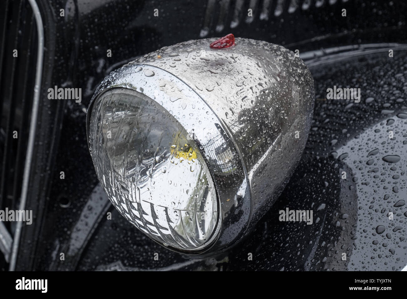 Old style chrome headlight Stock Photo