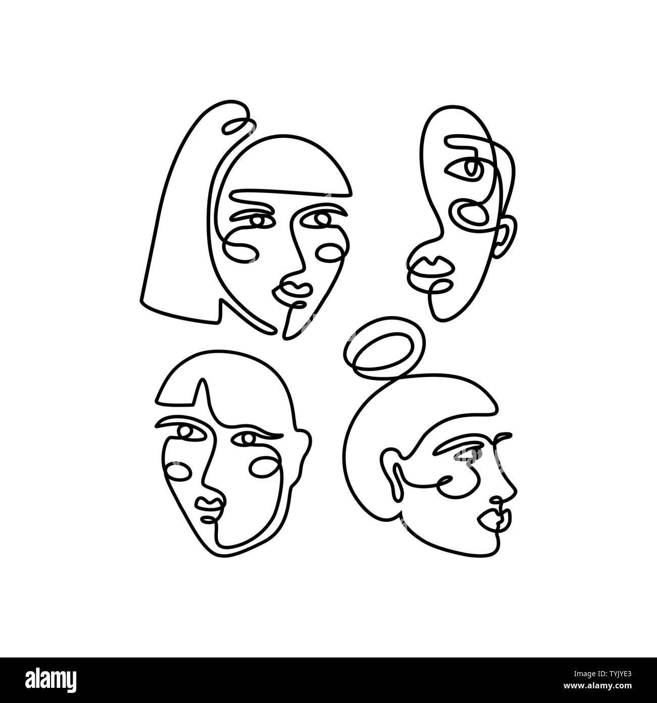 Line drawing face Black and White Stock Photos & Images - Alamy