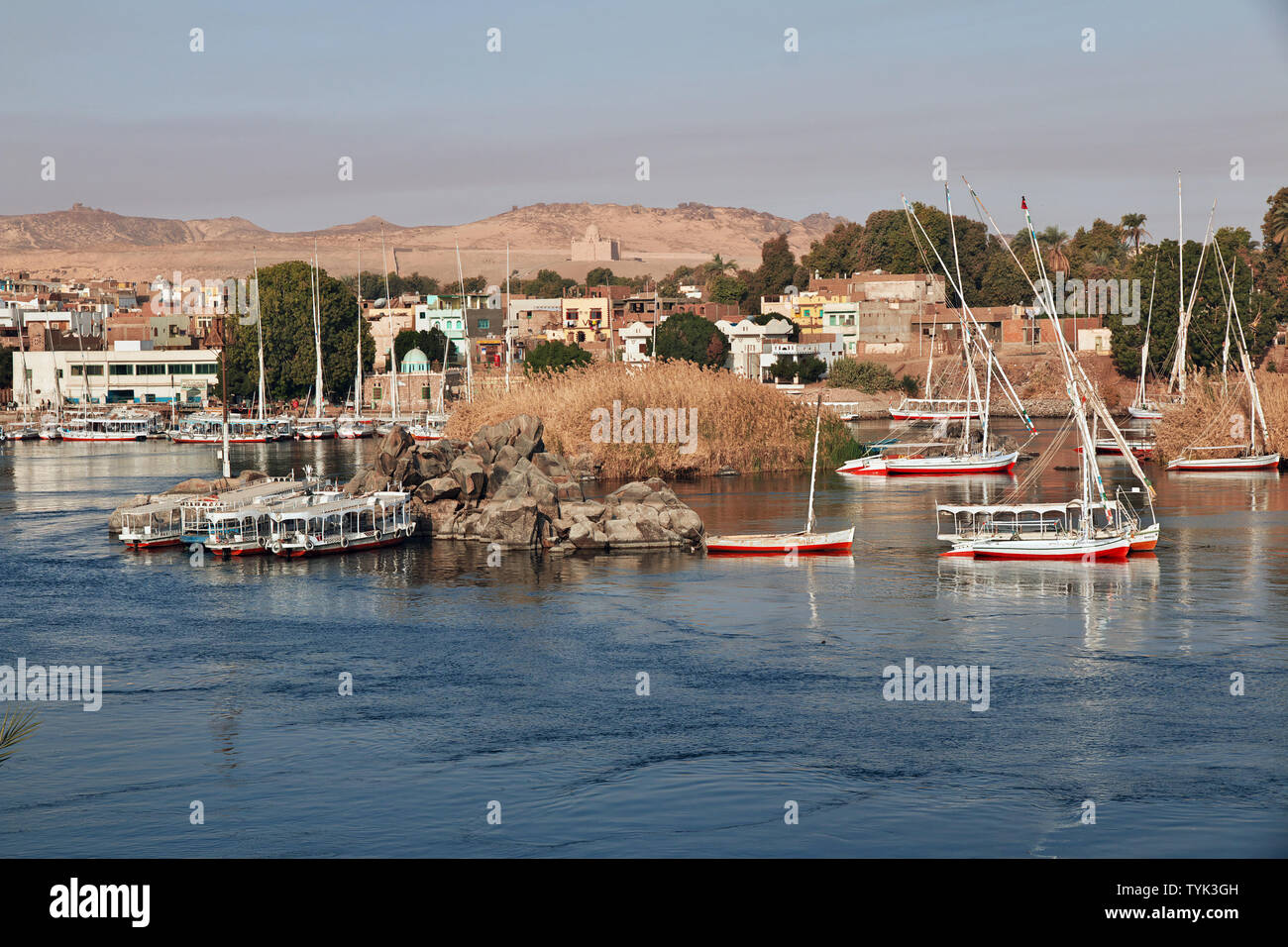 Aswan city in Egypt on the Nile river Stock Photo - Alamy