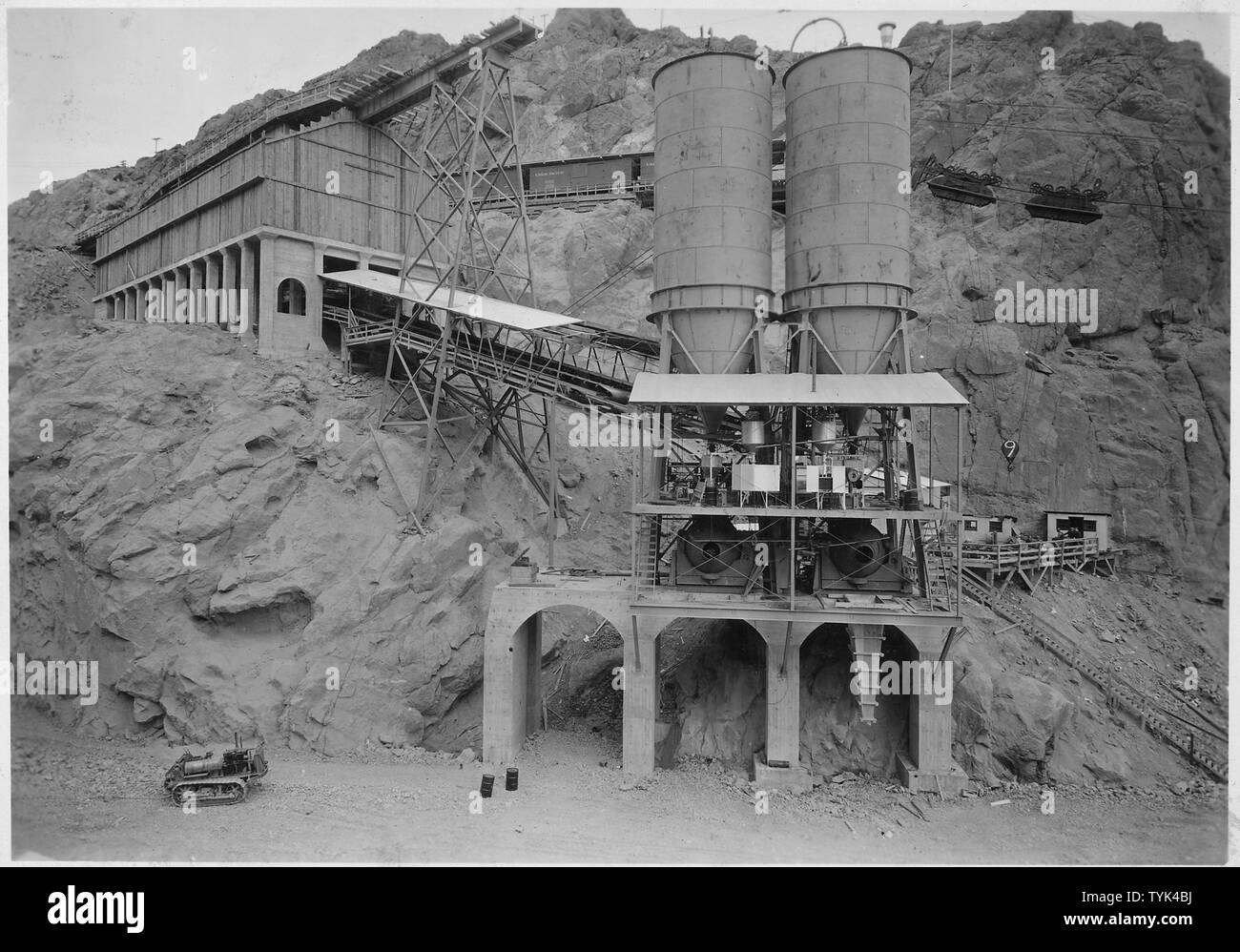 Six Companies' high level concrete mixing plant nearing completion at