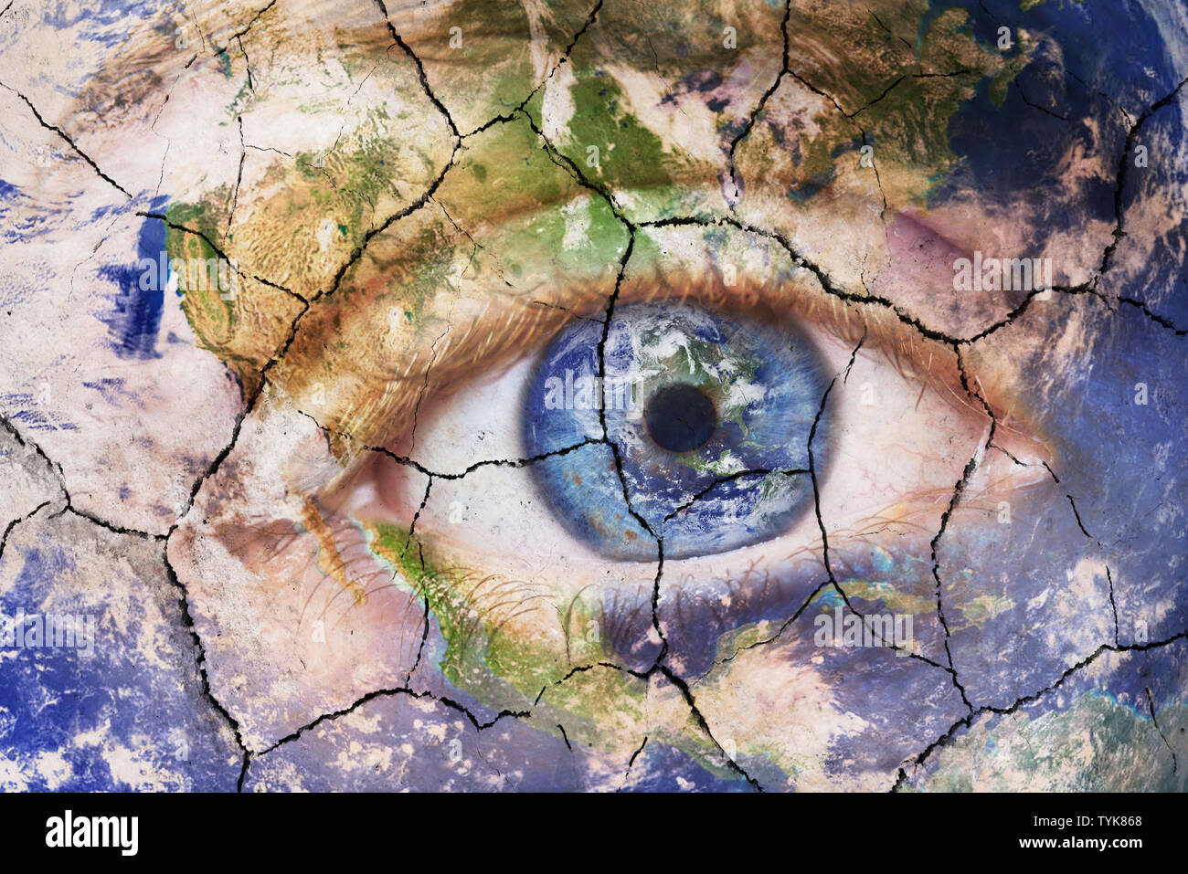 Human eye with planet earth hi-res stock photography and images