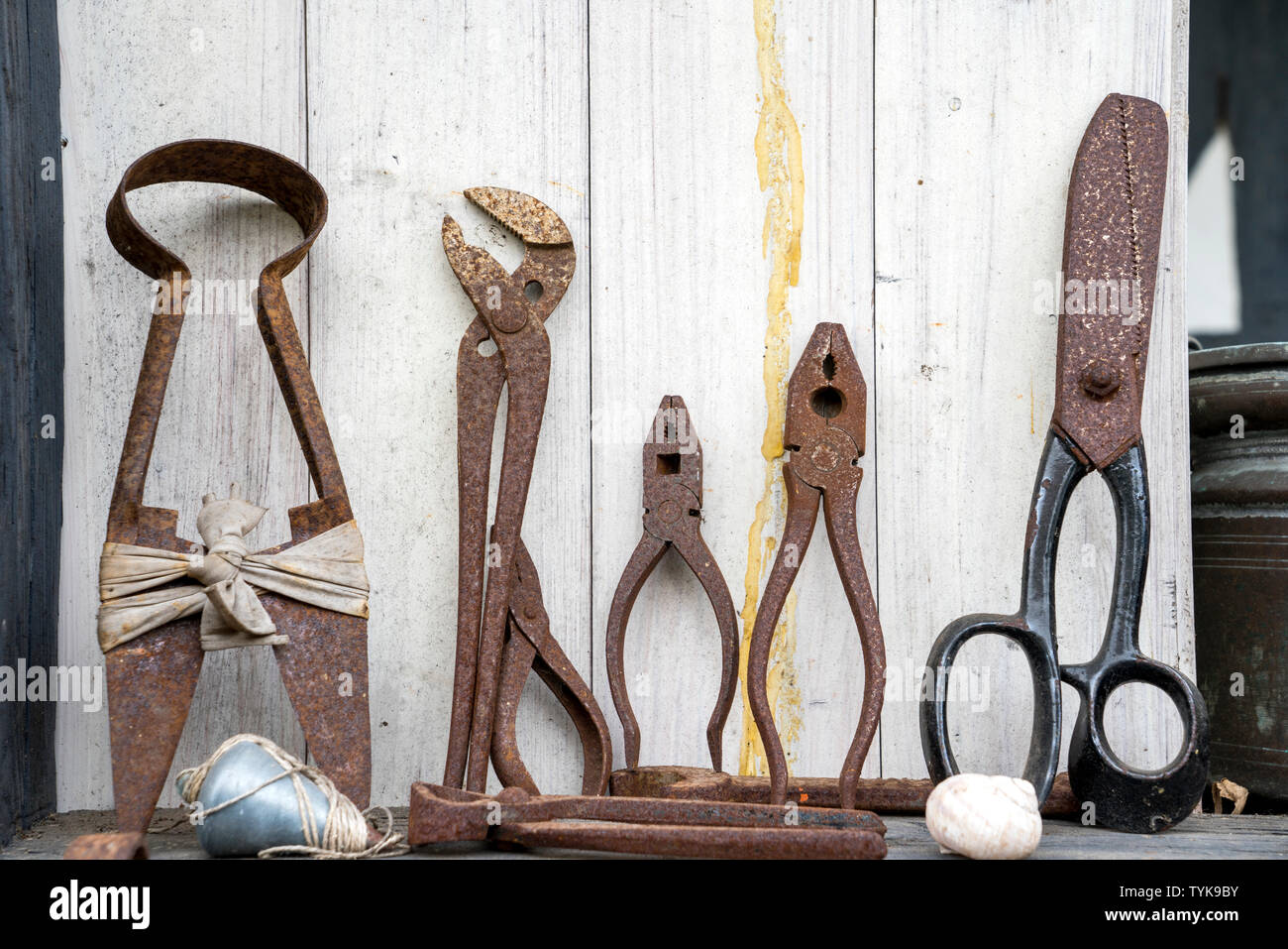 old scissors and pliers Stock Photo