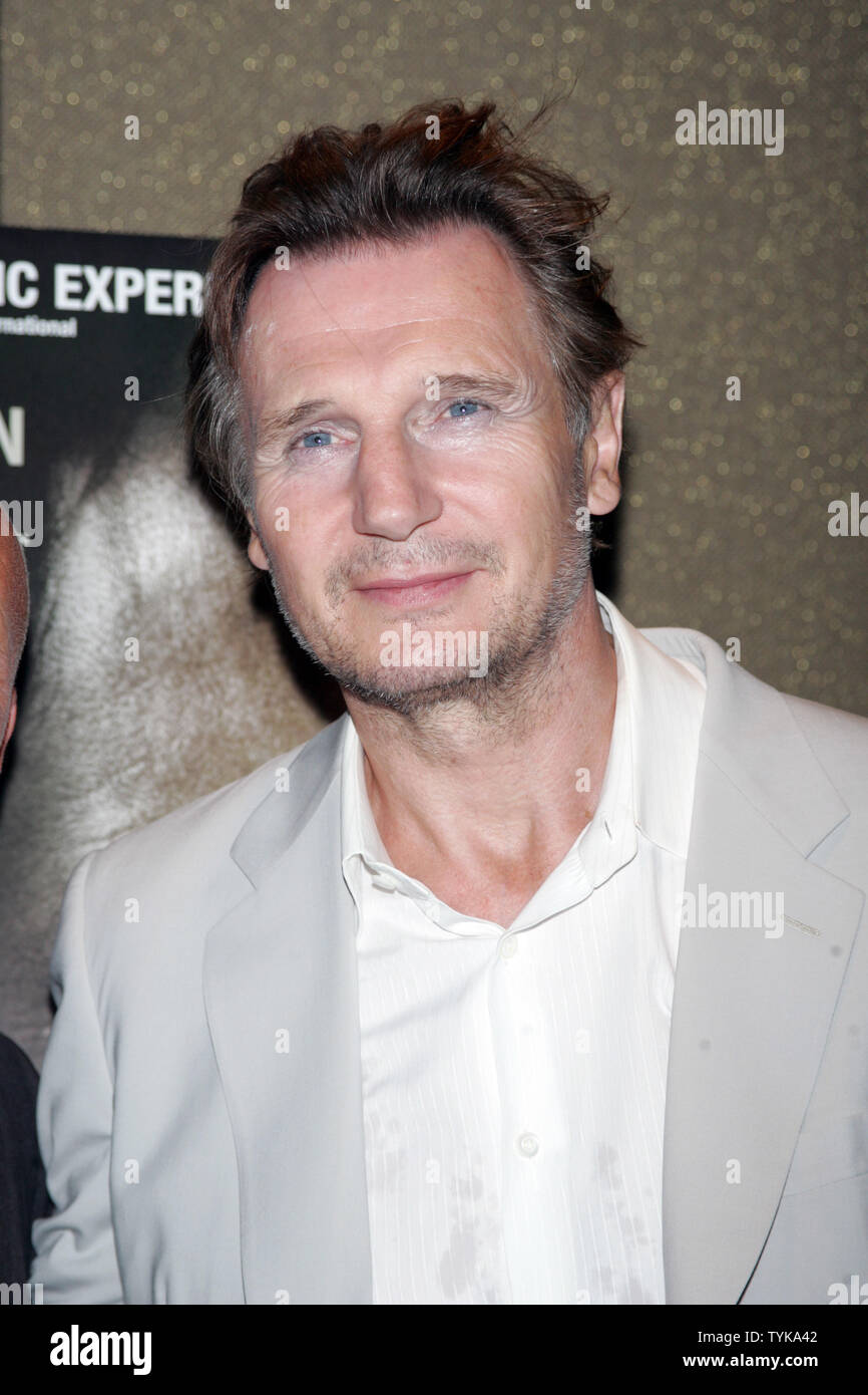 Liam Neeson arrives for the premiere of 'Five Minutes of Heaven'' at the Tribeca Grand Hotel in New York on August 11, 2009.       UPI Photo/Laura Cavanaugh Stock Photo