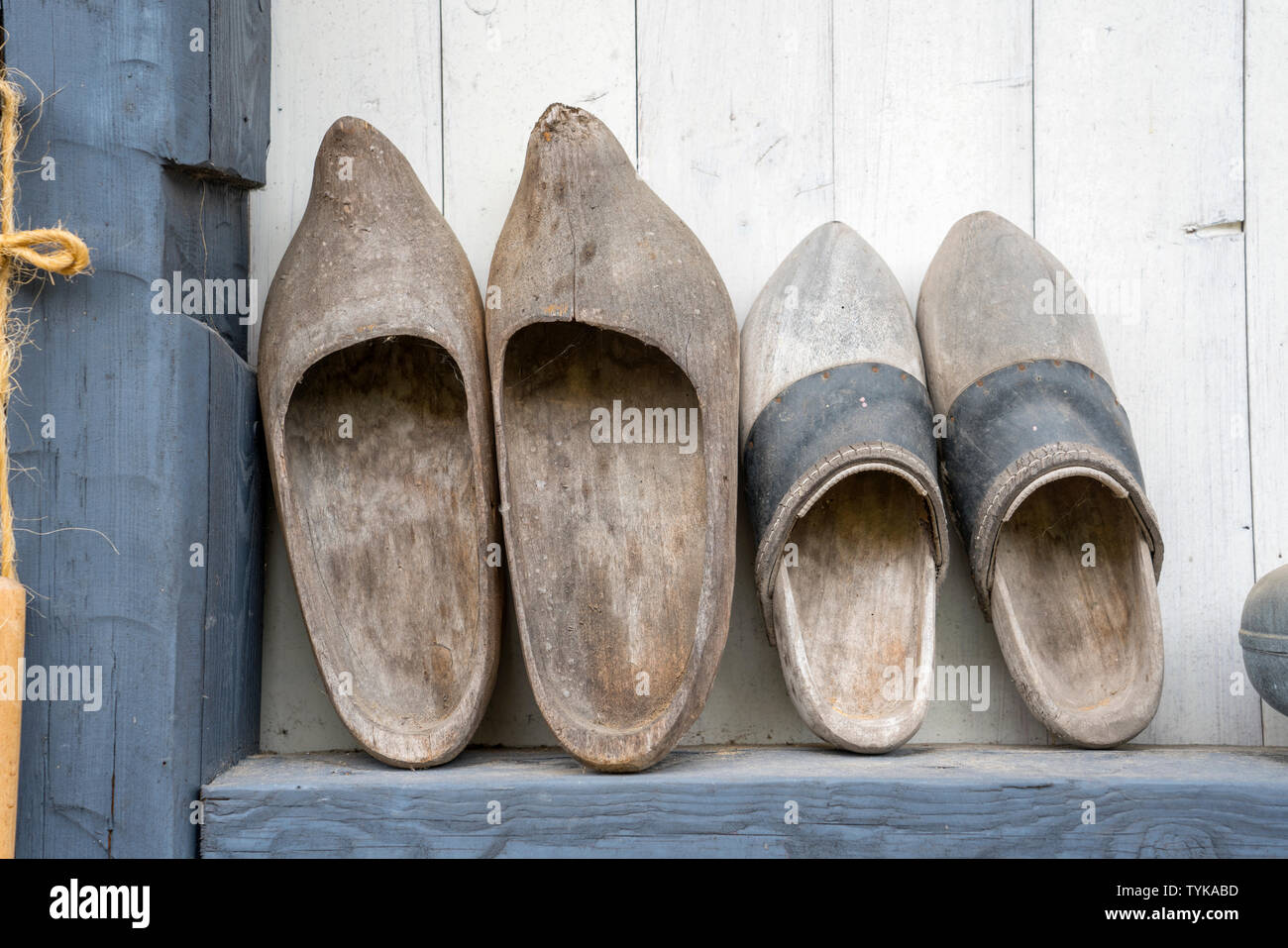 old wooden clogs, klompen from the Netherlands Stock Photo