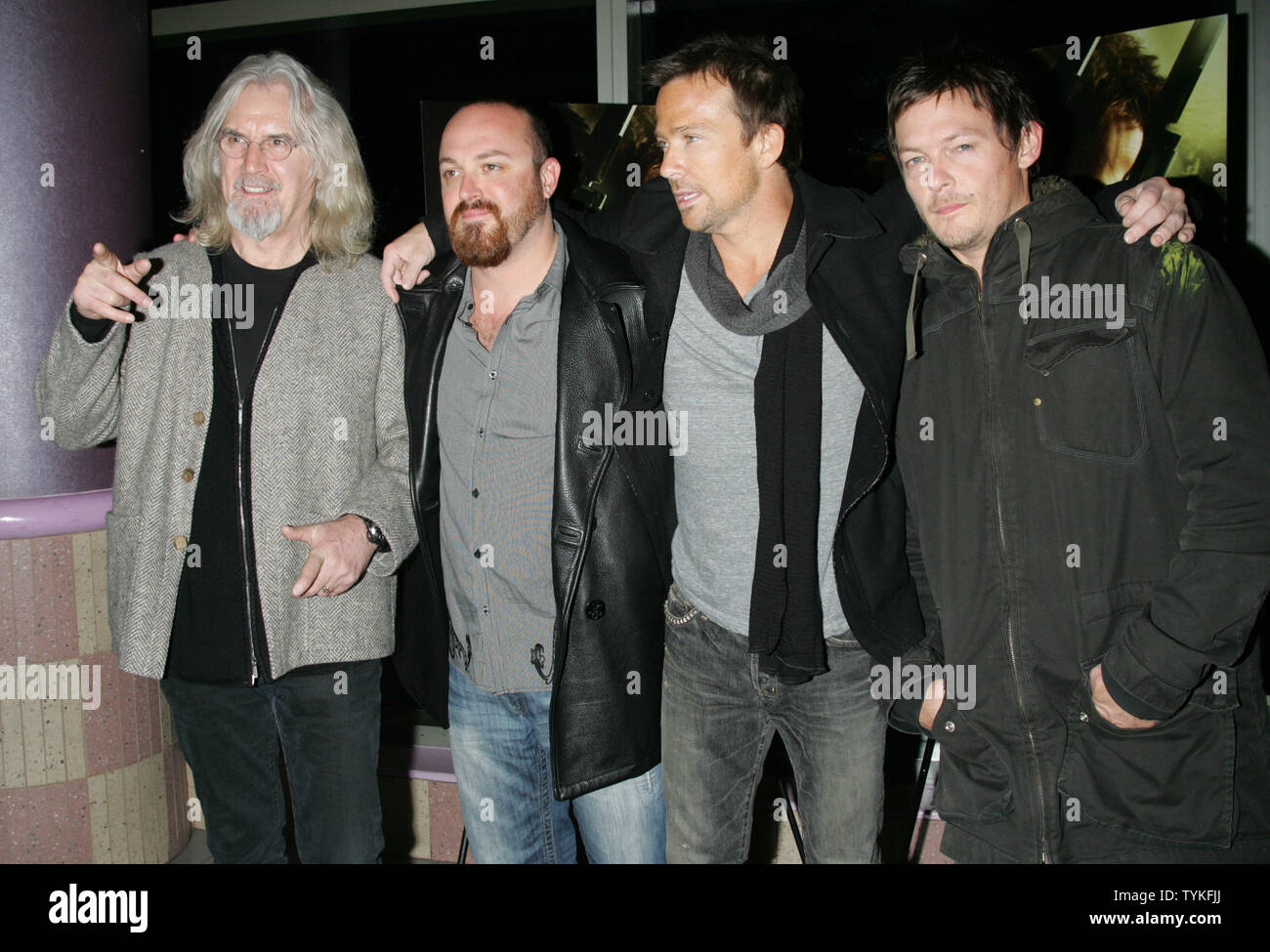 (L-R) Billy Connolly, Troy Duffy, Sean Patrick Flanery and Norman Reedus arrive for the premiere of 'The Boondock Saints II: All Saints Day' at the Regal Union Square Theater in New York on October 20, 2009.       UPI /Laura Cavanaugh Stock Photo