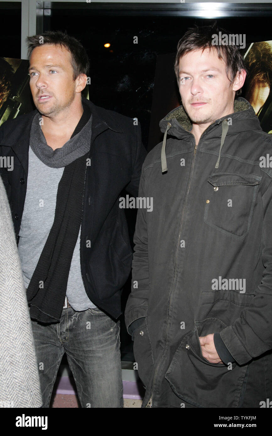 Sean Patrick Flanery (L) and Norman Reedus arrive for the premiere of 'The Boondock Saints II: All Saints Day' at the Regal Union Square Theater in New York on October 20, 2009.       UPI /Laura Cavanaugh Stock Photo
