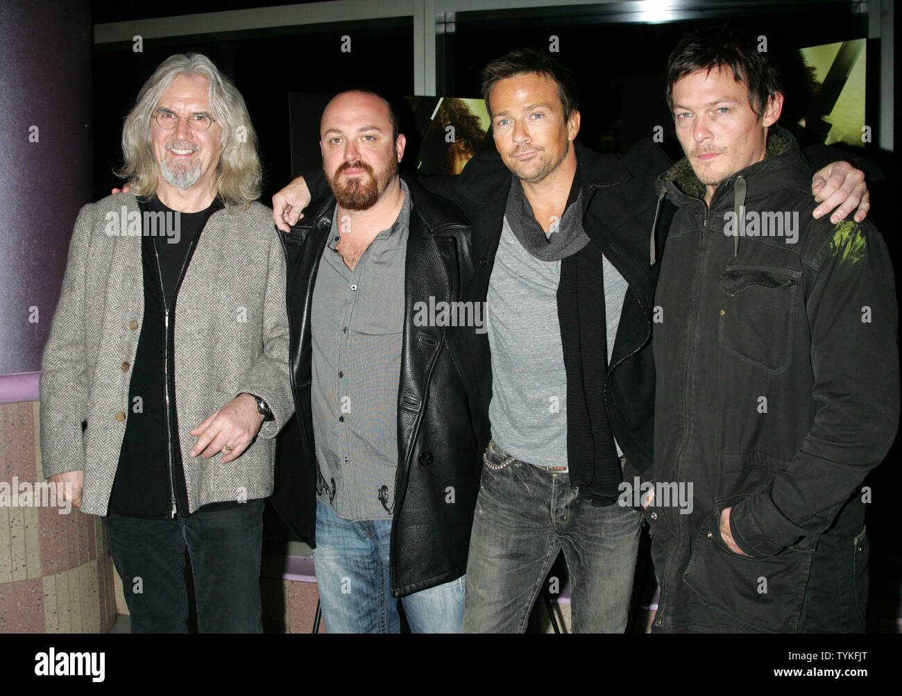 (L-R) Billy Connolly, Troy Duffy, Sean Patrick Flanery and Norman Reedus arrive for the premiere of 'The Boondock Saints II: All Saints Day' at the Regal Union Square Theater in New York on October 20, 2009.       UPI /Laura Cavanaugh Stock Photo