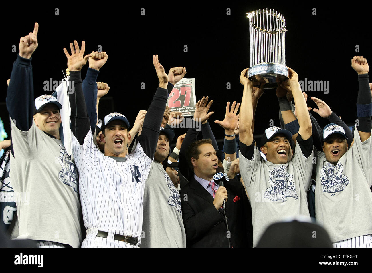 New York Yankees celebrate winning the 2009 World Series at Yankee